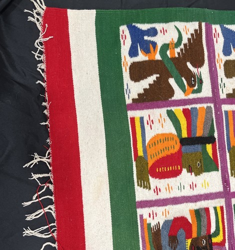 MANTA/ALFOMBRA TEJIDA Arte Popular MEXICANO Azteca - Imagen 4 de 22