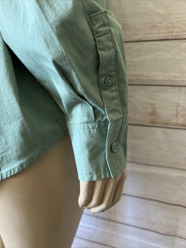 A New Day Women Olive Green Blouse Button Up Long Sleeve Shirt Front Pocket L - Picture 8 of 10