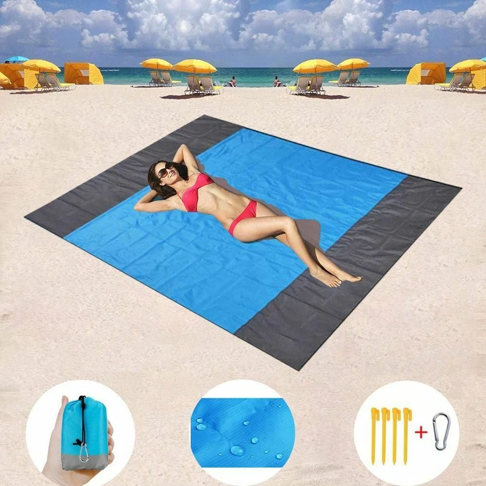 Waterproof Beach Towel Pocket Sand Free Towel Large Portable Mat