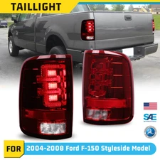 LED Tail Lights For 2004-2008 Ford F-150 Styleside Rear Brake Lamp Red Lens
