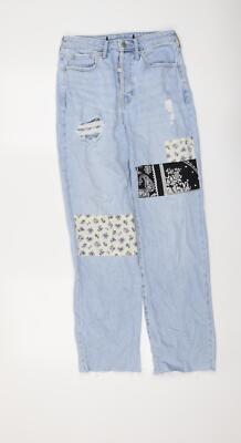 Hollister Damen Jeans schwarz Baumwollmischung gerade Größe W26 L27,5