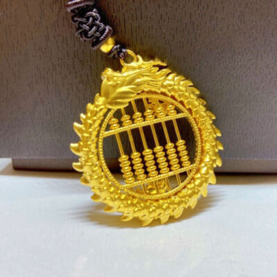 Dragon Abacus Pendant 22K 23K 24K THAI BAHT YELLOW GOLD GP Necklace