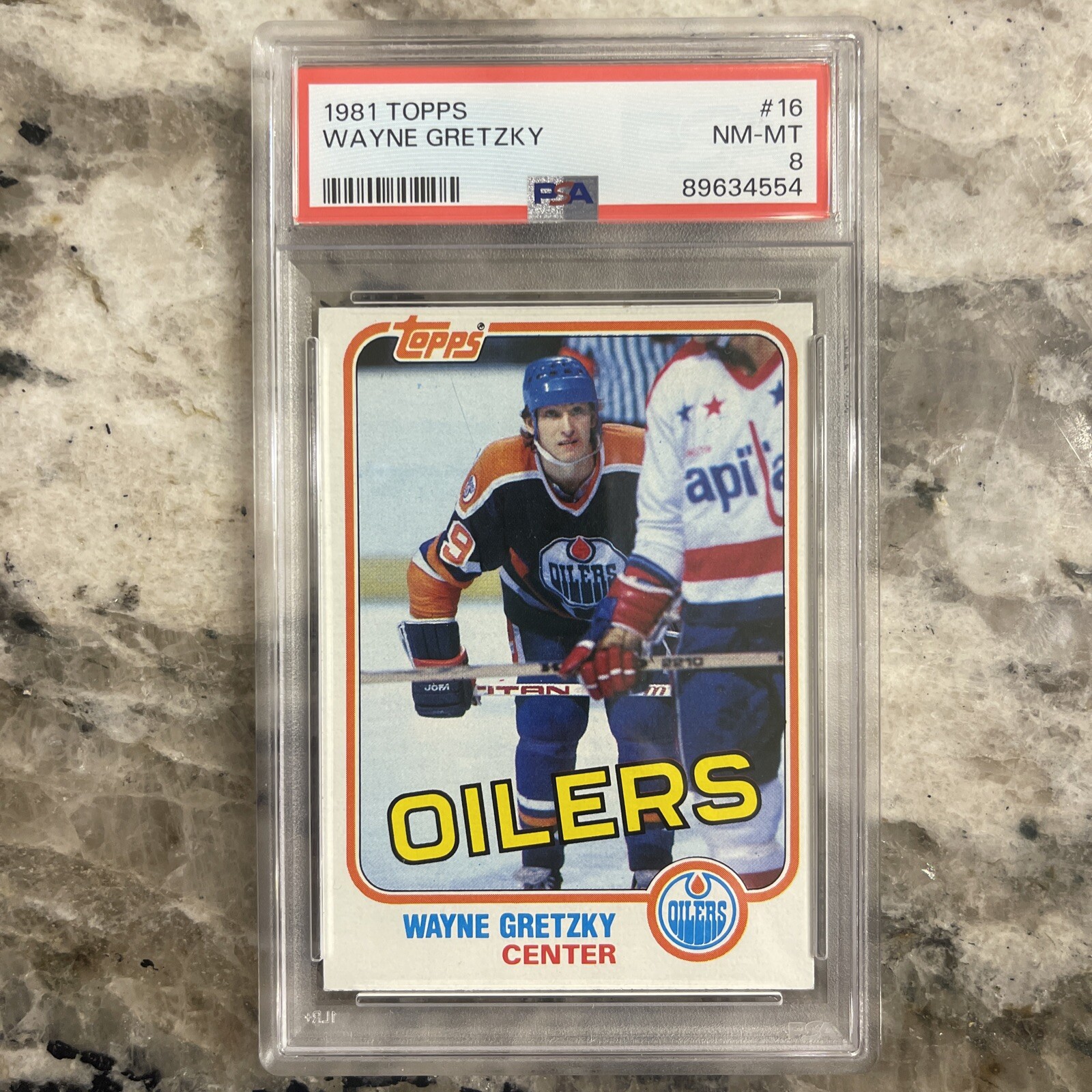 1981 TOPPS #16 WAYNE GRETZKY HOCKEY OILERS PSA 8 NM New Slab