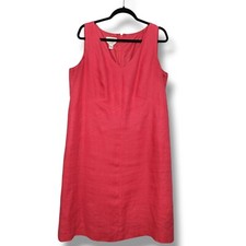 Talbots Women's Size 14W Pink Irish Linen Sleeveless Shift Knee Length Dress