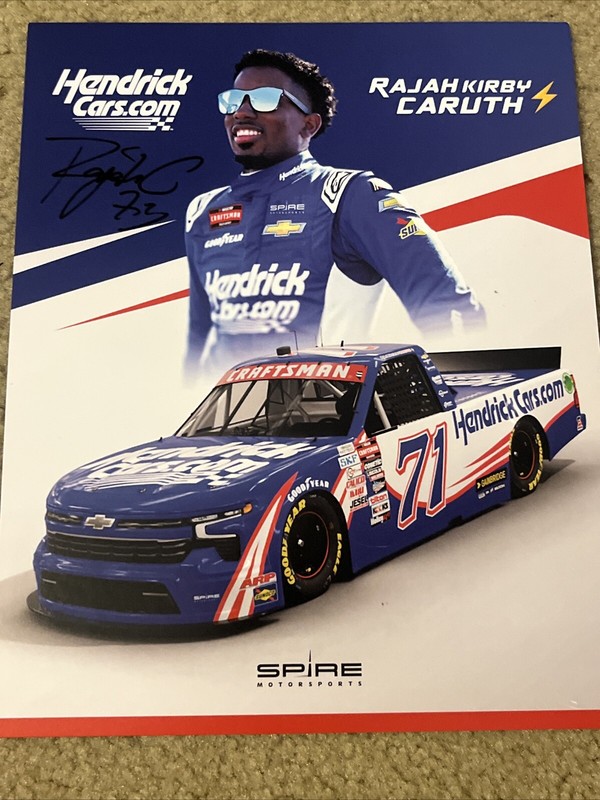 Rajah Caruth Signed 2024 HendrickCars NASCAR Truck Postcard Hero Card