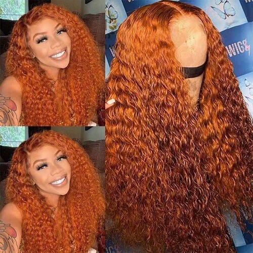 Perruque avant en dentelle gingembre orange perruques cheveux humains ventes exceptionnelles bouclés pour femmes 30 pouces vague profonde