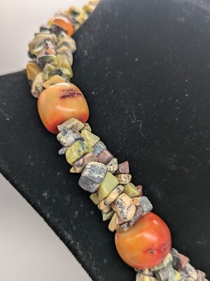 Moroccan Jasper & Natural Stone Chip Bead Antique Coral Berber
