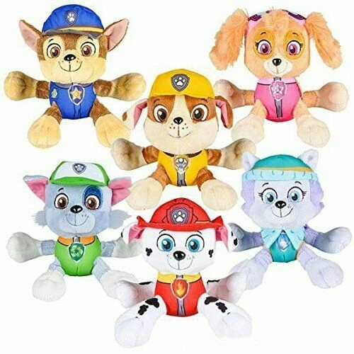 6PC SET: 6" Paw Patrol Plush Toy Marshall, Skye, Rocky,Everest Rubble and Chase