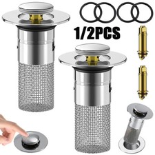 Pop up Stainless Steel Floor Drain Filter Bounce Core Basin Stopper Hair Catcher