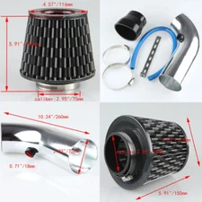 3" Aluminum Alloy Car Cold Air Intake Filter＋Clamp Induction Flow Tube Pipe Kit