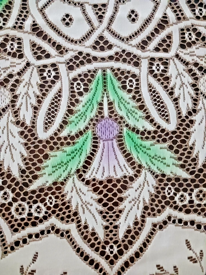 Mantel de Comedor Encaje 70 X 51" Elegante Blanco con Beige Verde Púrpura Amarillo Foto 3 de 4