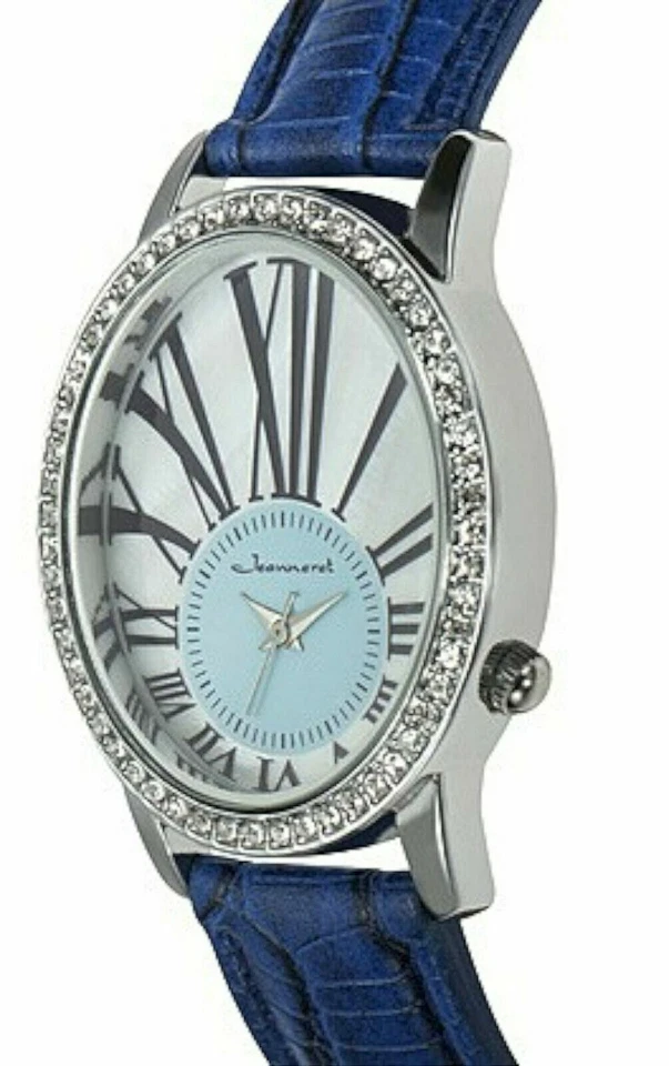 NEW Jeanneret 14067 Womens Nightingale Blue Textured Vegan Leather MOP Watch 30m - Image 2 of 3