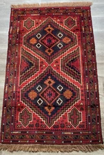 Afghan Rug | Hand Knotted 100% Wool | Size; 136 x 89 cm / 4 x 3 ft