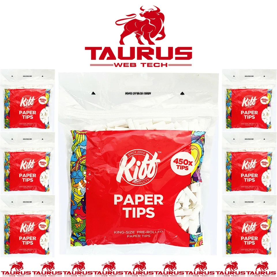 9000x Kiff BULL BRAND Filter Paper Tips Cigarette Tobacco Rolling Smoking Bag UK