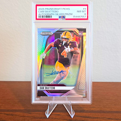Panini 2025 Prizm Draft Picks Cam Skattebo RC Silver Prizm Auto PSA 8
