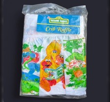 Vintage 1996 Sesame Street Crib Ruffle Nursery Decor 28” X 52” NWT