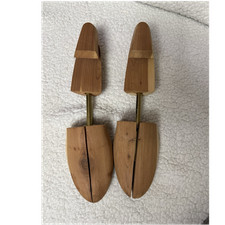 Pair of Wooden Shoe Trees w/ Adjustable Brass Hardware Shoe Tree Inserts