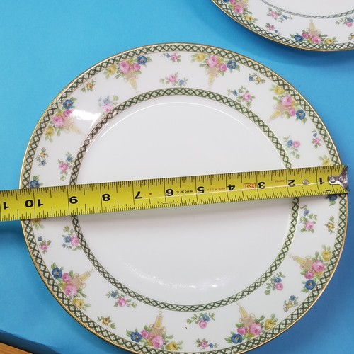 4 GDA Ch Field Limoges Speiseschrank Teller Blumenstrauß grüne Diamanten - Bild 7 von 9