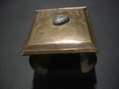 Pamela Adger Santa Fe Artist Sterling Silver Brass Bracelet Cuff Antique Chinese