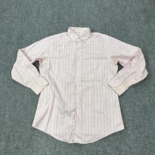 Brooks Brothers Dress Shirt Mens 16 White Red Stripe Regent Non Iron Cotton