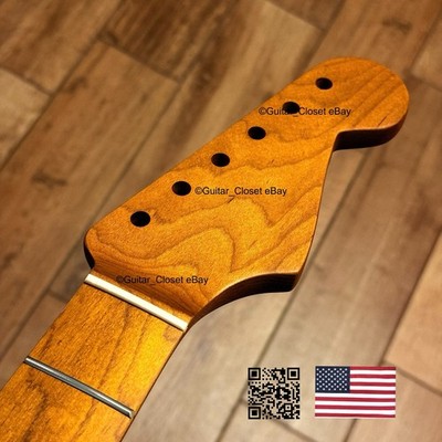 Vintage 21 Fret Roasted Maple Strat Neck Satin Fit Fender & Warmoth body vSMM