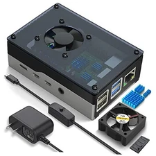  Case for Raspberry Pi 4, Raspberry Pi 4b Case with Fan 35mm, with 5V 3A Power 