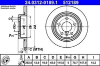 Bremsscheibe ATE 24.0312-0189.1 FüR Chevrolet Opel