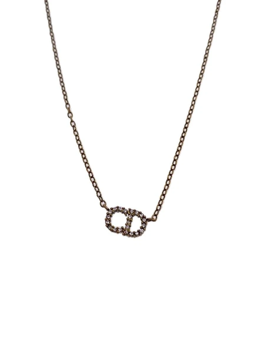 Collier Christian Dior logo CD haut doré femme