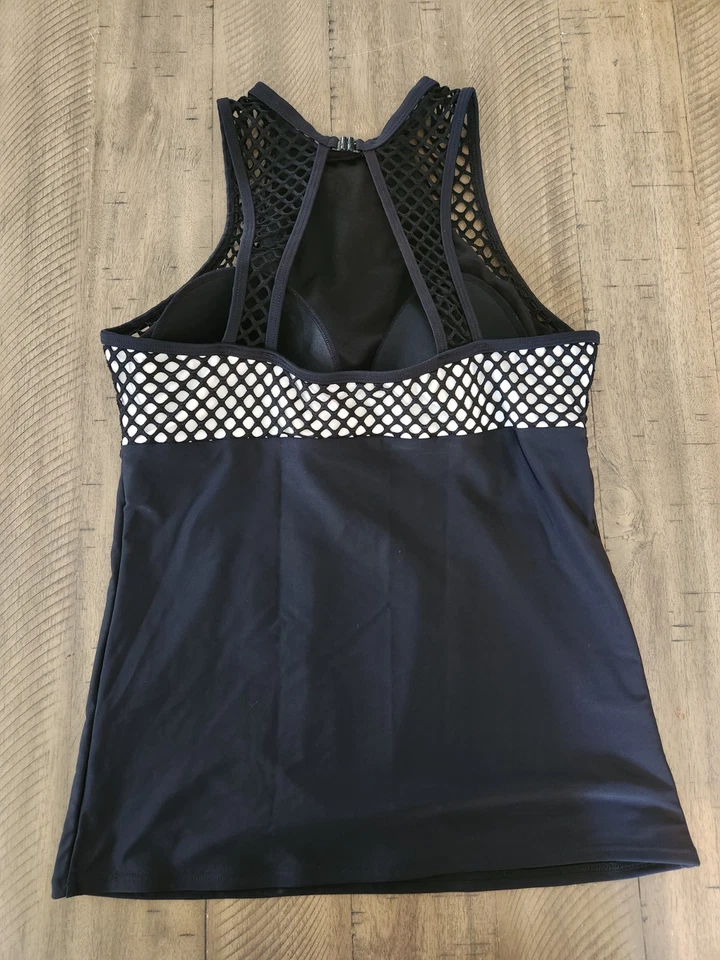 Top de baño Pina blanco y negro talla 12 modesto cuello alto traje de baño top Nueva Zelanda Foto 2 de 4