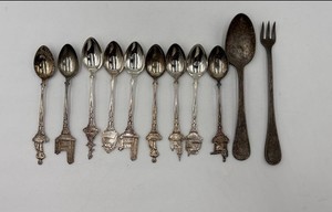 Bruxelles Belgium Souvenir Collectible Silver Plated Flatware Spoon Lot Of 11