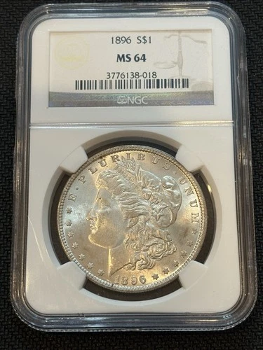 1896 P Philadelphia Mint Morgan Silver Dollar $1 90% Silver NGC MS 64
