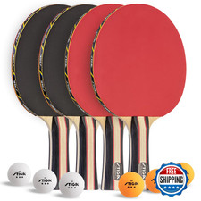 STIGA Performance 4-Player Ping Pong Paddle Set - Rackets, 6 Balls