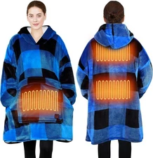 Wearable Heated Blanket Hoodie, USB Heated 3 Heating Levels and Overheat Protect