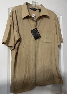 Knightsbridge Tan Polo Shirt size Large Short Sleeve Pocket Collar NEW WITH TAGS