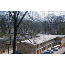 Vintage Cars in Apartment Building Parking Lot 1960 Chicago Area Color Slide