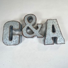 Galvanized Metal Letters C A Industrial Farmhouse Wall Decor Rustic Silver 8in