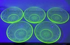 Vintage Uranium Green Cereal Bowls Cameo Ballerina Lot of 5 Depression 5-1/4”