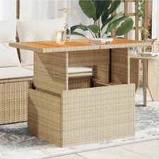 Garden Table Beige PE rattan 39.4 in x 21.7 in x 28.7 in