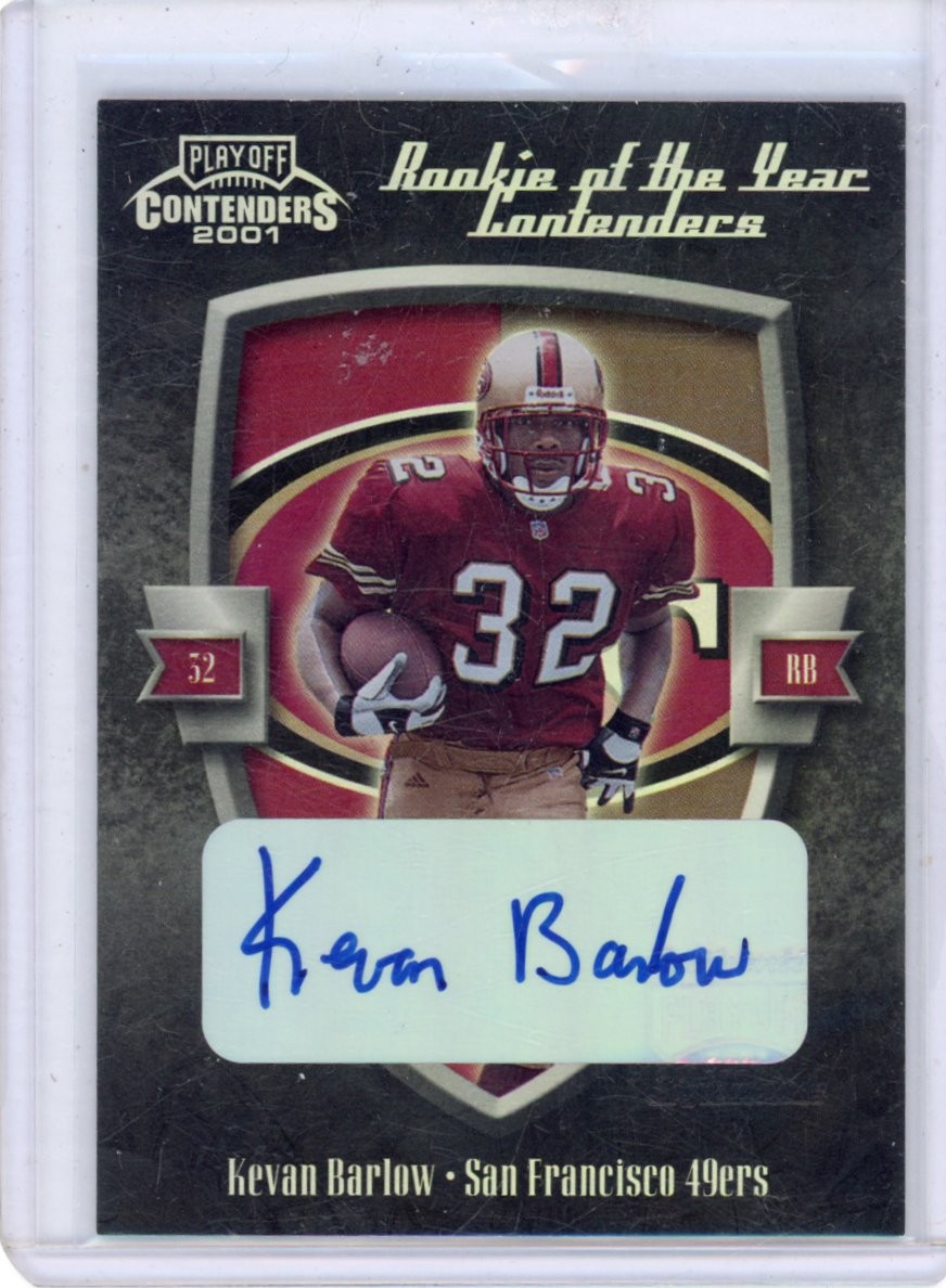 2001 Playoff Contenders Kevan Barlow ROY Autographs #/50 San Francisco 49ers