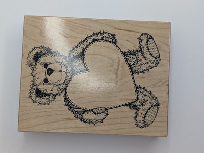 PSX Teddy Bear Heart Rubber Stamp Wood Mount 4.5'' x 3.5'' K-1421 2001