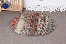 Decorative Rug, Red Floral Paisley 3.1x3.1 ft