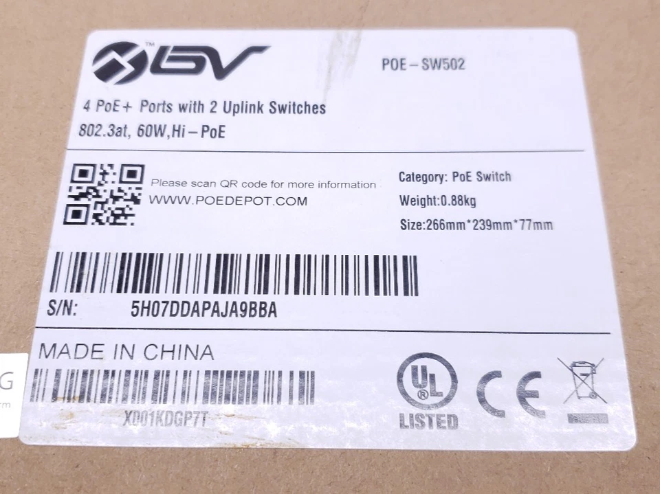 BV-Tech 6 Port PoE+ Gigabit Switch (4 PoE+ Gigabit Ports w/ 2 Gigabit Upline #99 - Image 4 of 4