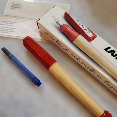 Vintage LAMY ABC Fountain Pen Red/Natural Wood Used