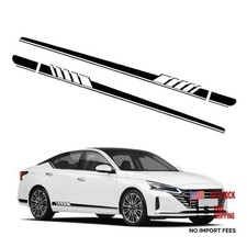 2 PCS Car Side Skirt Decals, 88.58" x 4.52" Racing Stripe Sticker Black