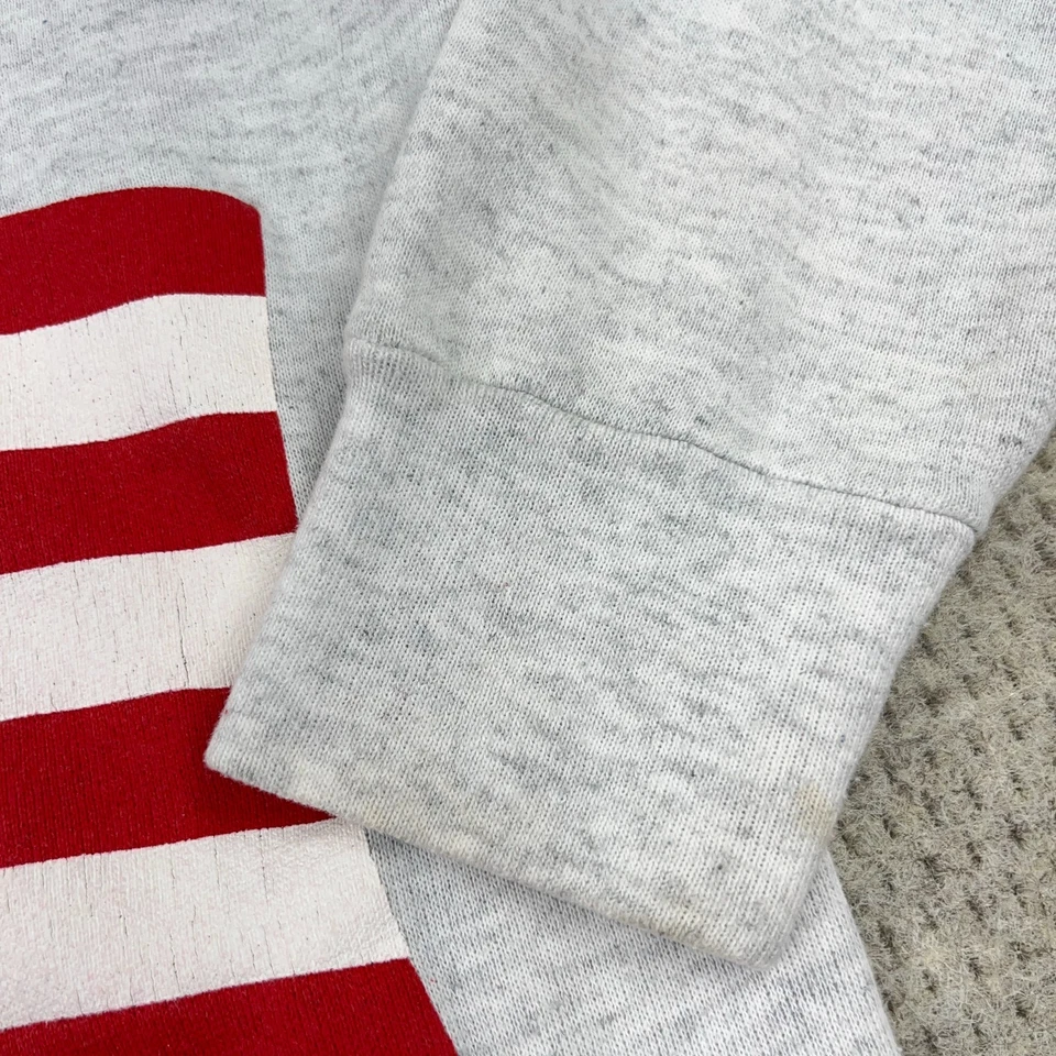 Sudadera De Colección Walmart Hombres XL Gris Cuello Redondo Años 80 90 AOP Spellut Bandera de EE. UU. * Foto 4 de 4