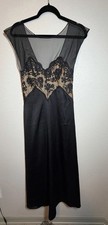 Victoria's Secret Gold Label 1990s Small Vtg Lace Black Dress Slip Whimsy goth