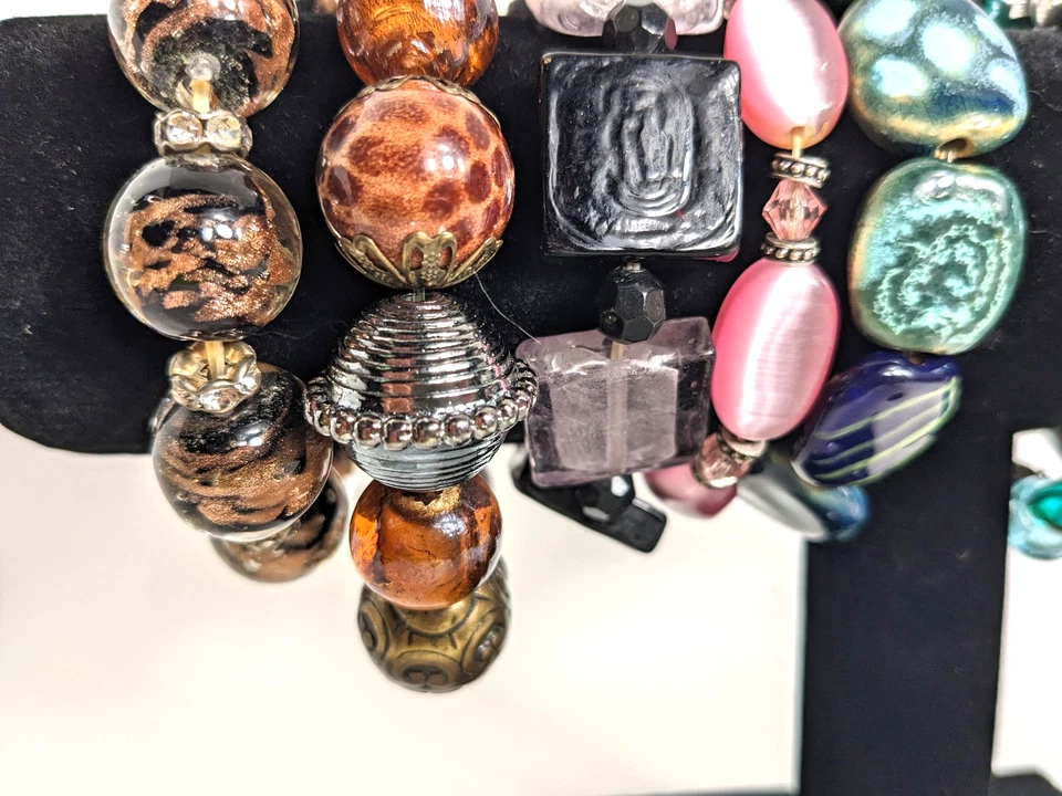 Lote de 11 Pulseras Cuentas Llamativas Arcilla Cerámica Vidrio Multicolor Foto 4 de 4