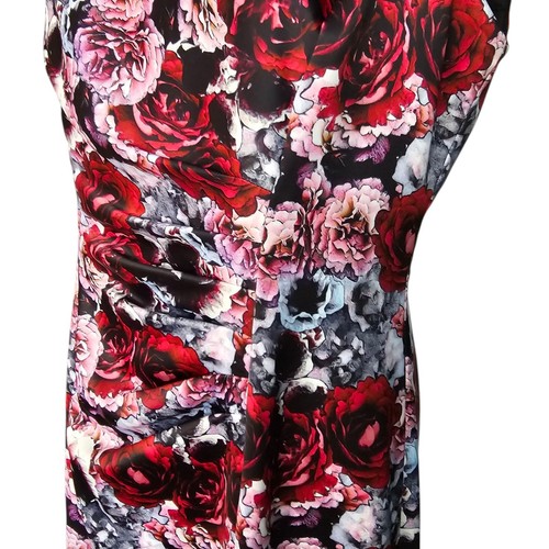 ANTHEA CRAWFORD satin floral midi dress women's size 12 ruched waist sleeveless - Picture 6 of 13