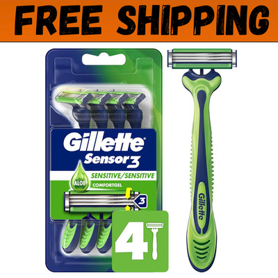 Sensor3 Sensitive Men'S Disposable Razor, 4 Razors