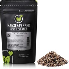 250g Pfeffer Schwarz geschrotet Pfeffer Körner Universalgewürz Schwarzer Pfeffer